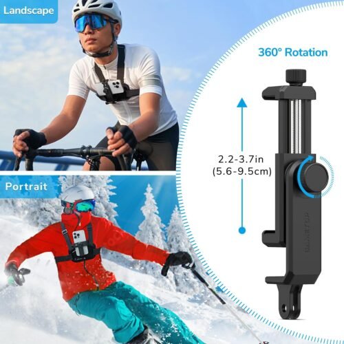 Phone Chest Mount Harness Holder Mobile Phone Strap Clip Compatible with iPhone Samsung GoPro 13/12/11/10/9/8 DJI Osmo and Most Cell Phones Action Cameras POV/VLOG - 이미지 4