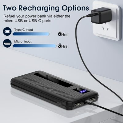 Dbasne Portable Charger, 10000mAh Ultral Slim Power Bank 3A Fast Charging, LED Display Phone Battery Pack Compatible with iPhone 16 15 14 13 Pro Plus Max Smartphone Android Tablet etc - 이미지 3