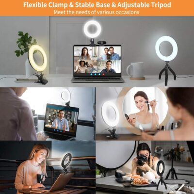 Video Conference Lighting Kit, Ring Light Clip on Laptop Monitor with 5 Dimmable Color & 5 Brightness Level for Webcam Lighting/Zoom Lighting/Remote Working/Self Broadcasting and Live Streaming, etc. - 이미지 4