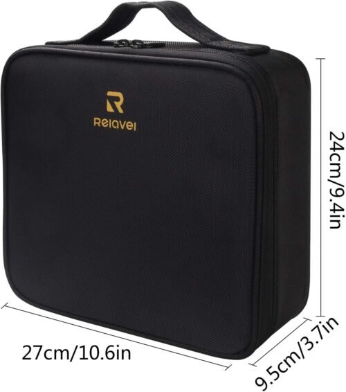 Relavel Travel Makeup Train Case Makeup Cosmetic Case Organizer Portable Artist Storage Bag with Adjustable Dividers for Cosmetics Makeup Brushes Toiletry Jewelry Digital Accessories Black - 이미지 9
