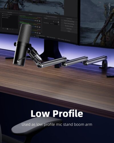 TODI Mic Arm for Lightweight Mics, Microphone Arm Rotatable, Storable Desk Mic Stand for Bear 3LB with Mount Clamp, Mic Stand Boom Arm with Cable Channel with 3/8'' 5/8'' Thread for Podcast, Gaming - 이미지 6