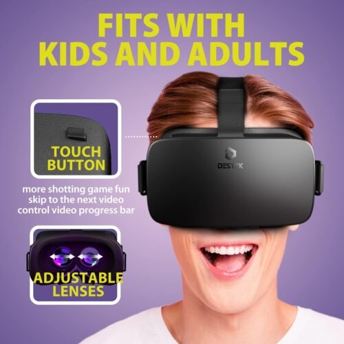 DESTEK V5 VR Headset for Phone with Controller, Anti-Blue Eyes Protected HD Lenses, 110° FOV Virtual Reality Headsets VR Goggles for iPhone 15/14/13/12/11, Samsung, Android - Black - 이미지 4