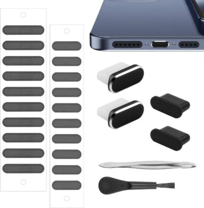 USB C Dust Plug for iPhone 15 16 Series, USB C Port Cover Phone Speaker Cover, Phone Charging Port Cleaner for Samsung Galaxy S23, S22 Ultra S21 FE S20, Note 20 and All Type-C Devices