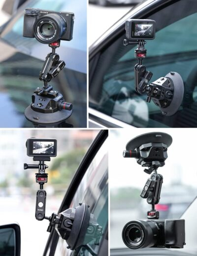 Camera Suction Cup Mount for Action Cameras - ULANZI SC-02 4.5in Pump-actived Vacuum Suction Mount w Quick Release NATO Magic Arm Car Boat Windshield Window Mount Compatible with Action Cameras - 이미지 2