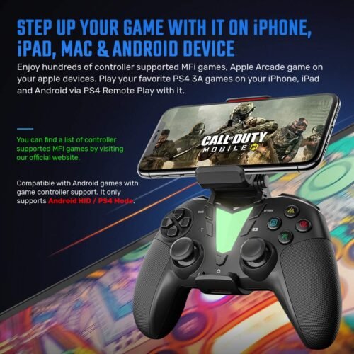 Mobile Game Controller Compatible with iPhone iPad(Ver.13 or Later, Only for MFi Games) / Android Smart Phone(Just for Ver.10) / PS4, ONE Pro Wireless Gaming Gamepad Joystick - Black - 이미지 3
