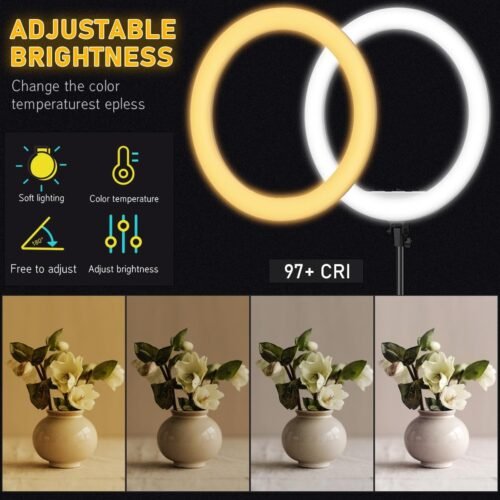 Hagibis 21 inch Ring Light with Stand Outer 55W 5600k Dimmable LED Light, Tripod Stand,and Phone Holder，Remote Controller,Carrying Bag ，CRI 97+ 2540lux, for Streaming Home Office Zoom Call Lighting - 이미지 3