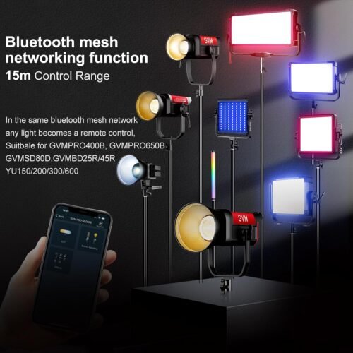 GVM 200W LED Video Light with Softbox, SD200B Photography Lighting Kit with Bluetooth Mesh Network/DMX Control, 2700K-6800K Studio Light Continuous Lighting Kit, 45400lux/1m, 12 Scene Effects - 이미지 4