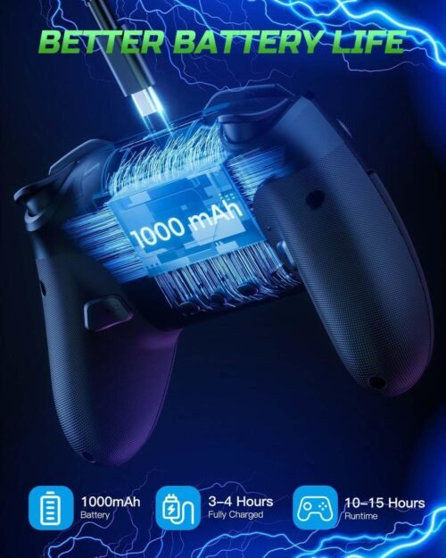 VOYEE Switch Controllers Compatible with Switch/Lite/OLED/PC Windows, 1000mAh Programmable RGB Lightning LED, Wireless Pro Controller with One Key Pairing/Wake Up/Turbo/Vibration - 이미지 5