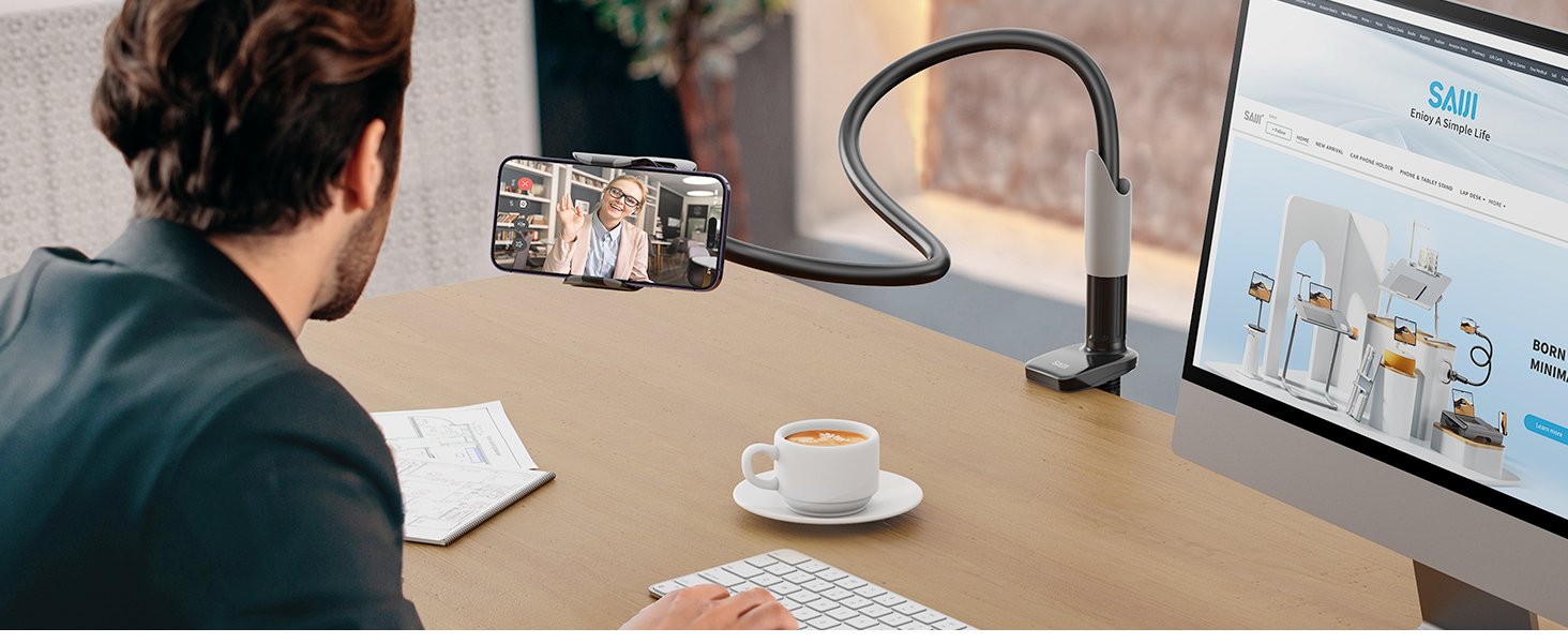 SAIJI Gooseneck Bed Phone Holder, Flexible Long Arm Phone Mount for Desk, Clip Bracket Clamp Stand, iPhone Stand, Mobile Cell Phone Stand Document Camera Nintendo Switch (Black) 8 SAIJI Gooseneck Bed Phone Holder, Flexible Long Arm Phone Mount for Desk, Clip Bracket Clamp Stand, iPhone Stand, Mobile Cell Phone Stand Document Camera Nintendo Switch (Black)-