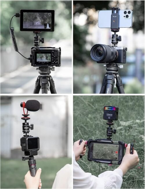 Mini Ball Head, ULANZI H28 Panoramic Tripod Head + Dual Hot Shoe Mount DSLR Camera Mount Adapter Photograph Attachment Accessories for Action Cameras Cam Smartphone Light Microphone Loading 5.5lb - 이미지 7