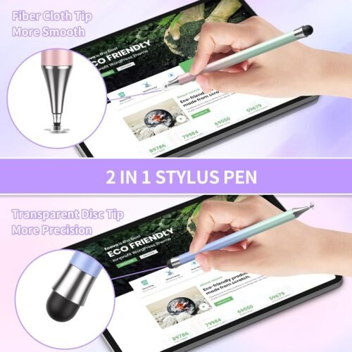 Stylus Pen for Touchscreen (4Pcs), 2 in 1 Stylus Pen for iPad, High Precision and Sensitivity Rubber Tips and Disc Compatible with iPad/iPhone/Android Tablets and All Touch Screens Devices (Light) - 이미지 4