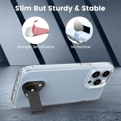 OUTXE 2 Pack Ultra-Thin Phone Kickstand, Universal Kickstand for Phone case Vertical/Horizontal Metal Rotatable Phone Stand for Desk for iPhone 15/14/13/12/11 Mini Plus Pro Max, Galaxy S24 - Black - 이미지 6