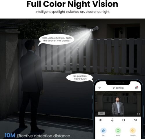 Cameras for Home Security-2K Wireless Security Camera Outdoor with AI Motion Detection & Siren, Non-Stop Solar Powered Charging, Color Night Vision, SD/Cloud Storage, Waterproof, S1 4P - 이미지 4