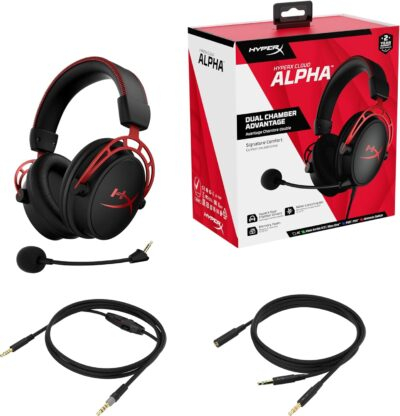 HyperX Cloud Alpha - Gaming Headset, Dual Chamber Drivers, Legendary Comfort, Aluminum Frame, Detachable Microphone, Works on PC, PS4, PS5, Xbox One/ Series X|S, Nintendo Switch and Mobile – Red - 이미지 7