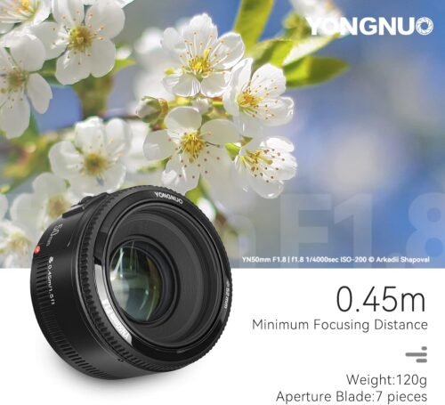 YONGNUO YN50mm F1.8C Lens, Large Aperture Auto Focus Lens, 50MM F1.8 for Canon EF Mount EOS Cameras Black - 이미지 3