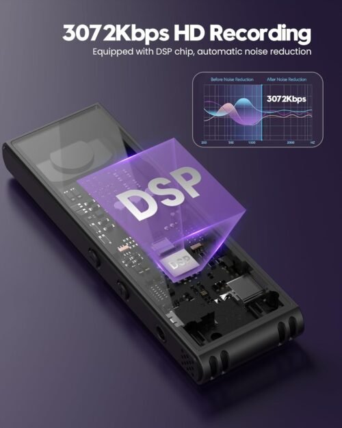 128GB Digital Voice Recorder - 3072 Kbps HD Recording Voice Recorder with Playback Dual Microphone A-B Repeat Recording Monitoring & Noise Reduction Voice Activate Recording & lock screen key - QIUOIO - 이미지 3