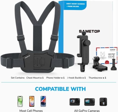 Phone Chest Mount Harness Holder Mobile Phone Strap Clip Compatible with iPhone Samsung GoPro 13/12/11/10/9/8 DJI Osmo and Most Cell Phones Action Cameras POV/VLOG - 이미지 5