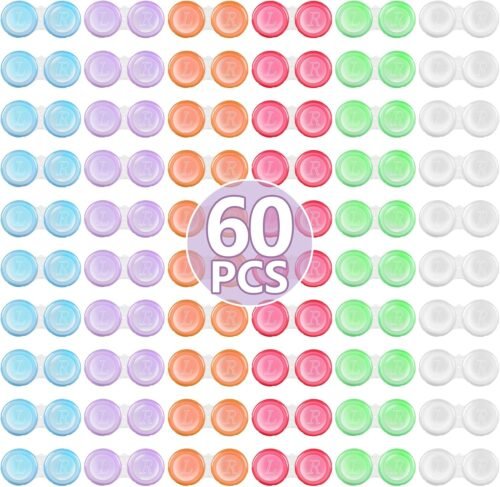 60 Pack Contact Lens Cases Bulk, Transparent Cute Contact Lens Case for Home & Travel, 6 Color (60)