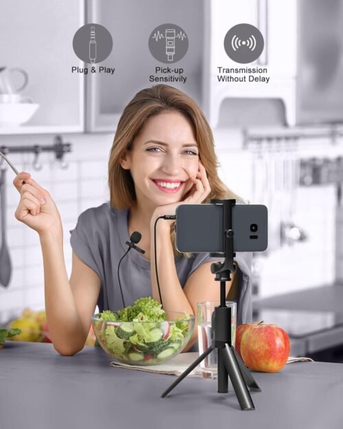 PoP voice Professional Lavalier Lapel Microphone Omnidirectional Condenser Mic for iPhone Android Smartphone,Recording Mic for Youtube,Interview,Video - 이미지 5