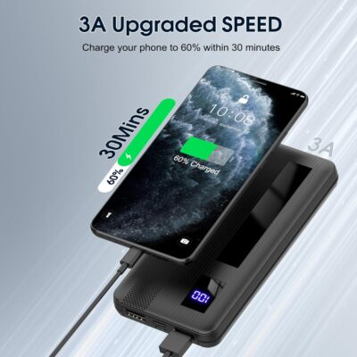 Dbasne Portable Charger, 10000mAh Ultral Slim Power Bank 3A Fast Charging, LED Display Phone Battery Pack Compatible with iPhone 16 15 14 13 Pro Plus Max Smartphone Android Tablet etc - 이미지 2