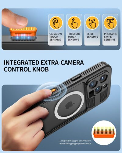 Lanhiem Magnetic for iPhone 16 Pro Max Case, IP68 Waterproof Dustproof Case, [Compatible with Magsafe] [Built-in Screen Protector] Full Body Heavy Duty Rugged Phone Cover 6.9 inch, Black/Clear - 이미지 4