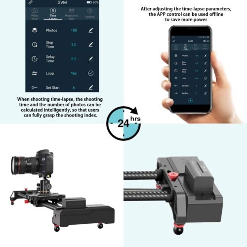GVM Motorized Camera Slider,31" Wireless Carbon Fiber Dolly Rail Camera Slider with APP Control, Motorized Time Lapse and Video Shot Follow Focus Shot and 120 Degree Panoramic Shooting - 이미지 3