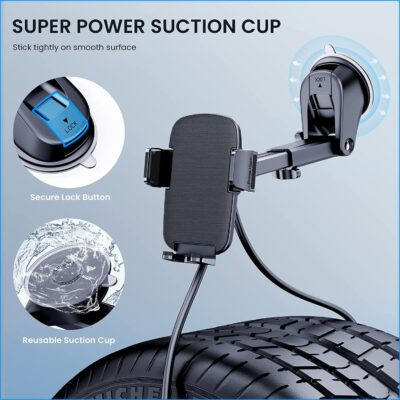 TICILFO Phone Mount for Car Phone Holder [Military-Grade Suction & Stable Clip] Car Phone Holder Mount Windshield Dashboard Air Vent Universal Automobile Mount Fit for All iPhone Android Smartphones - 이미지 3