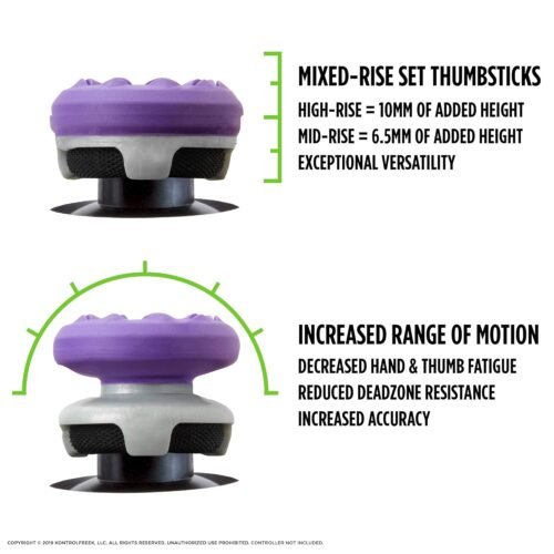 KontrolFreek FPS Freek Galaxy Purple for PlayStation 4 (PS4) and PlayStation 5 (PS5) | Performance Thumbsticks | 1 High-Rise, 1 Mid-Rise | Purple - 이미지 3