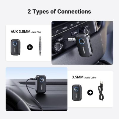 UGREEN 5.4 Aux Bluetooth Adapter, Noise Cancelling 3.5mm AUX Bluetooth Car Adapter, Wireless Audio Receiver for Home Stereo/Wired Speaker, 15H Battery Life - 이미지 9