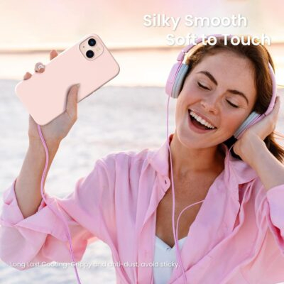 ORNARTO Compatible with iPhone 13 Case 6.1, Slim Liquid Silicone 3 Layers Full Covered Soft Gel Rubber Case Cover 6.1 inch-Chalk Pink - 이미지 6