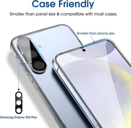 amFilm Auto-Alignment OneTouch for Samsung Galaxy S24+ Plus 6.7" Screen Protector + Camera Lens Protector, Tempered Glass, 30 seconds Installation, Bubble Free, Case Friendly, Anti-Scratch [2+2 Pack] - 이미지 6