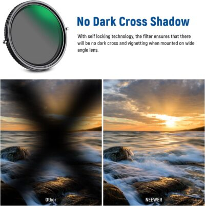 NEEWER 2 in 1 82mm Variable ND Filter ND2–ND32&CPL Filter(Circular Polarizer Filter) No X Cross/30 Layer Nano Coated/HD Optical Glass/Ultra Slim Aluminum Alloy Frame/Water Repellent/Scratch Resistant - 이미지 4