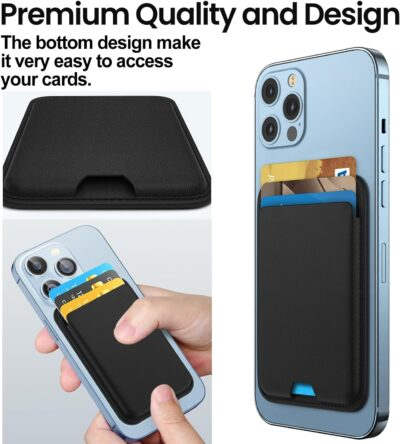 Magnetic Wallet Compatible with MagSafe for iPhone 16 15 14 13 12 Pro Max Plus Model, Mag 3 Safe Card Holder Stick on for Apple Cell Phone, Jet - 이미지 5