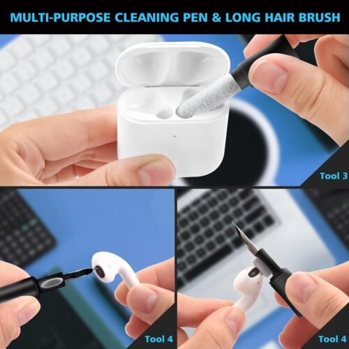 Cleaner Kit for AirPod, Multi-Tool iPhone Cleaning Kit, Cell Phone Cleaning Repair & Recovery iPhone and iPad (Type C) Charging Port, Lightning Cables, and Connectors, Easy to Store and Carry Design - 이미지 4