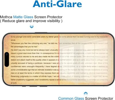 Mothca 2 Pack Matte Glass Screen Protector for iPhone 15 Pro Max[6.7 inch] + 2 Pack Camera Lens Protector, Anti-Glare & Anti-Fingerprint Case Friendly Tempered Glass Film, Bubble Free, Smooth as Silk - 이미지 6