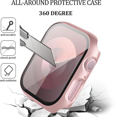 6-Pack Case Compatible with Apple Watch 40mm Series SE 2nd Gen 6 5 4 with Tempered Glass Screen Protector, QCKANLJ Ultra-Thin Hard PC Full Protective Face Cover Bumper for iWatch 40mm - 이미지 2