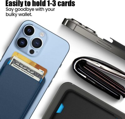 Magnetic Wallet Compatible with MagSafe for iPhone 16 15 14 13 12 Pro Max Plus Model, Mag 3 Safe Card Holder Stick on for Apple Cell Phone, Jet - 이미지 3
