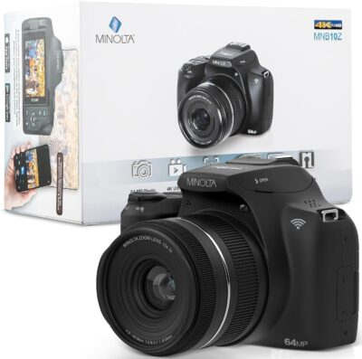 Minolta ProShot 64MP Digital Camera – 10x Optical Zoom, 4K Ultra HD Video, Macro Shooting, Anti-Shake, 3-inch LCD Screen, Face Detection – Includes 32GB SD Card, Battery & Case (Black) - 이미지 8