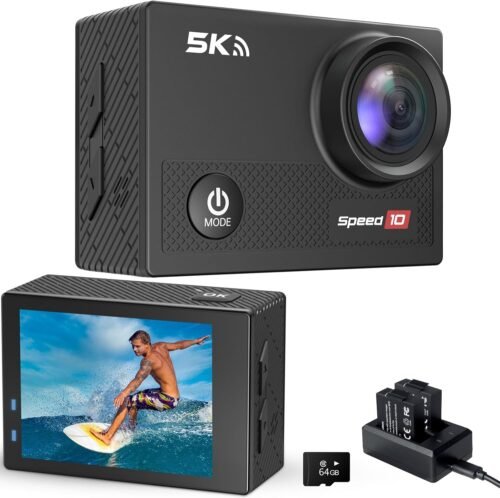 Speed 10 Action Camera 5K 30FPS Waterproof Camera Underwater 131 FT with EIS, Remote Control Sports Camera 5X Zoom with 64GB Card, 2x1350mAh Battery - 이미지 8