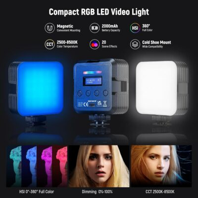 NEEWER Vlogging Kit for Phone with RGB LED Light/Lavalier Wireless Microphone System/Mini Table Tripod/Phone Cage Video Rig, Content Creator Essentials for iPhone Android Podcast YouTube, PA049 - 이미지 5