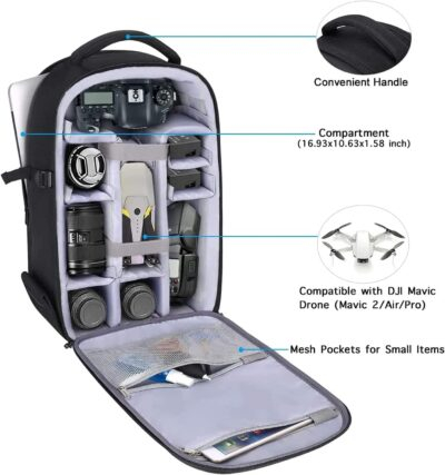 MOSISO Camera Backpack, DSLR/SLR/Mirrorless Photography Camera Bag 15-16 inch Waterproof Hardshell Case with Tripod Holder&Laptop Compartment Compatible with Canon/Nikon/Sony, Black - 이미지 2