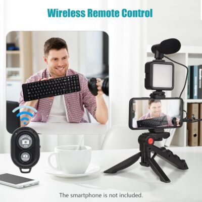 Andoer Smartphone Vlog Kit Mini LED Video Light + Cardioid Microphone + Extendable Phone Clip + Tripod with Adjustable Brightness for Live Stream Vlog Video Shooting Video Conference Selfie - 이미지 7