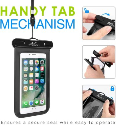 MoKo Waterproof Phone Pouch Holder, Cellphone Case Dry Bag with Lanyard Armband Compatible with iPhone 14 13 12 11 Pro Max, Samsung S21/S20/S10, Black - 이미지 9