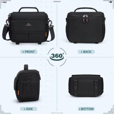 RAINSMORE Camera Bag for DSLR SLR Mirrorless Camera,Small Camera Sling Bag for Photographers Waterproof Camera Case with Tripod Holder Compact Camera Bag Crossbody with Rain Cover Black - 이미지 8