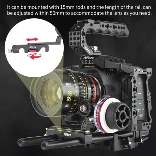 Nitze 15mm Follow Focus Kit with 3 Reversible Drive Gears, 3 Marking Disks, Gear Ring Belt and Crank, A/B Hard Stops and 360° Infinity Zoom Adjustable Dual Rod Cine Follow Focus - MF15D - 이미지 5