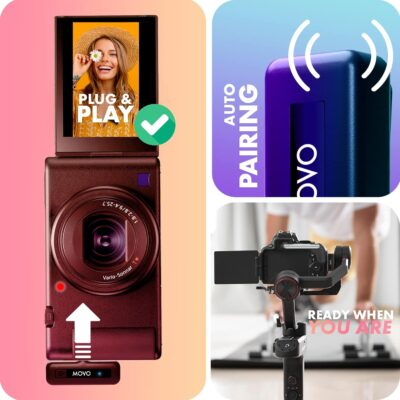 Movo Mini-Duo Wireless Microphones for Cameras, Wireless Camera Mini Mic - 3.5mm Lapel Microhone for Sony, Canon, and Nikon DSLR - 2.4Ghz Transmitter - 이미지 5