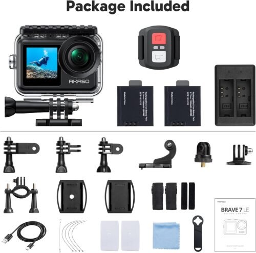 AKASO Brave 7 LE 4K30FPS 20MP WiFi Action Camera with Touch Screen EIS 2.0 Zoom Remote Control 131 Feet Underwater Camera with 2X 1350mAh Batteries Support External Microphone Vlog Camera - 이미지 8