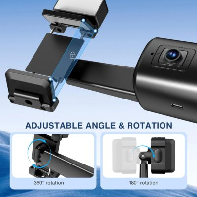 Auto Face Tracking Tripod 360° Rotating Auto Tracking Phone Stand, No App, Phone Camera Stand with Remote and Gesture Control, Rechargeable Smart Shooting Stand for Live Video Recording Tiktok（Black） - 이미지 4