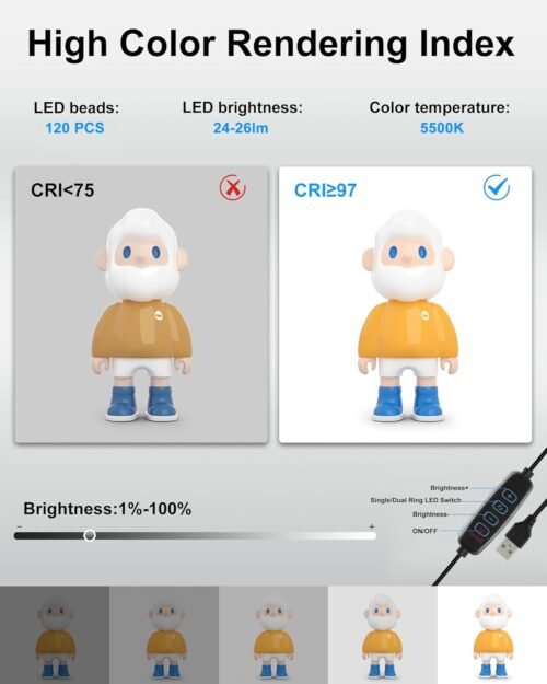 PULUZ Light Box Photography, 12"x12" Professional Dimmable Shooting Tent Kit with CRI >95 White Lighting 120 LEDs Lights + 6 Photo Backdrops for Product Display - 이미지 2