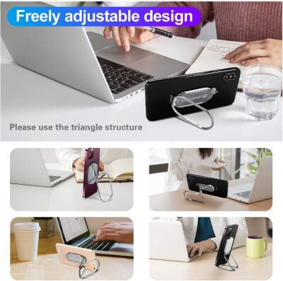 Foldable Cell Phone Stand for Desk, Adjustable Cellphone Ring Holder Finger Kickstand for Office Desktop & Magnetic Car Mount, Rotatable Multi-Angle Hand Grip for iPhone 16 15 Smartphones Back Case - 이미지 4